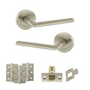 STATUS Alabama Door Handle Pack (Latch Set - 3" CE Latch, 3" Fire Rated Hinges x3) - Satin Nickel - ADPS43RSN2 - Choice Handles