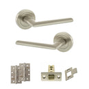 STATUS Alabama Door Handle Pack (Latch Set - 3" CE Latch, 4" Slim Knuckle Hinges x2) - Satin Nickel - ADPS43RSN6 - Choice Handles