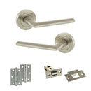 STATUS Alabama Door Handle Pack (Latch Set - 2.5" Latch, 3" Hinges x2) - Satin Nickel - ADPS43RSN7 - Choice Handles