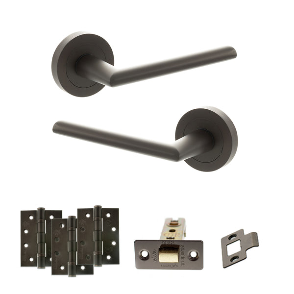 STATUS Alabama Door Handle Pack (Latch Set - 2.5" CE Latch, 4" Fire Rated Hinges x3) - Urban Dark Bronze - ADPS43RUDB3 - Choice Handles
