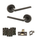 STATUS Alabama Door Handle Pack (Latch Set - 3" CE Latch, 4" Fire Rated Hinges x3) - Urban Dark Bronze - ADPS43RUDB4 - Choice Handles