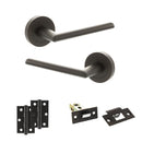 STATUS Alabama Door Handle Pack (Latch Set - 2.5" Latch, 3" Hinges x2) - Urban Dark Bronze - ADPS43RUDB7 - Choice Handles