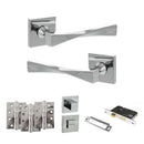 Senza Pari Guido Door Handle Pack (Bathroom Set - 3" CE Bathroom Lock, 4" Fire Rated Hinges x3) - Polished Chrome - ADPSP190CP11 - Choice Handles