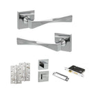 Senza Pari Guido Door Handle Pack (Bathroom Set - 2.5" CE Bathroom Lock, 4" Slim Knuckle Hinges x2) - Polished Chrome - ADPSP190CP12 - Choice Handles