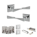Senza Pari Guido Door Handle Pack (3 Lever Lock Set - 2.5" CE Sashlock, 4" Fire Rated Hinges x3) - Polished Chrome - ADPSP190CP16 - Choice Handles