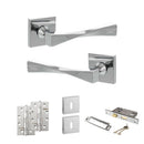 Senza Pari Guido Door Handle Pack (3 Lever Lock Set - 2.5" CE Sashlock, 4" Slim Knuckle Hinges x2) - Polished Chrome - ADPSP190CP18 - Choice Handles
