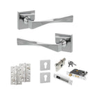 Senza Pari Guido Door Handle Pack (Euro Lock Set - 2.5" CE Sashlock, 4" Slim Knuckle Hinges x2) - Polished Chrome - ADPSP190CP24 - Choice Handles
