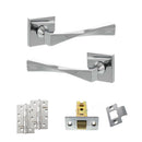 Senza Pari Guido Door Handle Pack (Latch Set - 2.5" CE Latch, 4" Slim Knuckle Hinges x2) - Polished Chrome - ADPSP190CP5 - Choice Handles