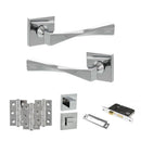 Senza Pari Guido Door Handle Pack (Bathroom Set - 2.5" CE Bathroom Lock, 3" Fire Rated Hinges x3) - Polished Chrome - ADPSP190CP8 - Choice Handles