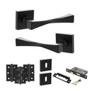 Senza Pari Guido Door Handle Pack (3 Lever Lock Set - 2.5" CE Sashlock, 3" Fire Rated Hinges x3) - Matt Black - ADPSP190MB14 - Choice Handles
