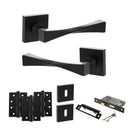 Senza Pari Guido Door Handle Pack (3 Lever Lock Set - 2.5" CE Sashlock, 4" Fire Rated Hinges x3) - Matt Black - ADPSP190MB16 - Choice Handles
