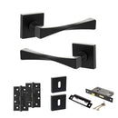 Senza Pari Guido Door Handle Pack (3 Lever Lock Set - 2.5" CE Sashlock, 4" Slim Knuckle Hinges x2) - Matt Black - ADPSP190MB18 - Choice Handles
