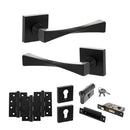 Senza Pari Guido Door Handle Pack (Euro Lock Set - 2.5" CE Sashlock, 4" Fire Rated Hinges x3) - Matt Black - ADPSP190MB22 - Choice Handles