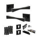 Senza Pari Guido Door Handle Pack (Euro Lock Set - 2.5" CE Sashlock, 4" Slim Knuckle Hinges x2) - Matt Black - ADPSP190MB24 - Choice Handles