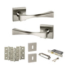 Senza Pari Guido Door Handle Pack (3 Lever Lock Set - 2.5" CE Sashlock, 3" Fire Rated Hinges x3) - Satin Nickel - ADPSP190SN14 - Choice Handles