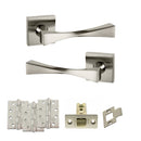 Senza Pari Guido Door Handle Pack (Latch Set - 2.5" CE Latch, 4" Fire Rated Hinges x3) - Satin Nickel - ADPSP190SN3 - Choice Handles