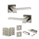 Senza Pari Giovanni Door Handle Pack (3 Lever Lock Set - 3" CE Sashlock, 3" Fire Rated Hinges x3) - Satin Nickel - ADPSP203SN15 - Choice Handles