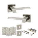 Senza Pari Giovanni Door Handle Pack (3 Lever Lock Set - 3" CE Sashlock, 4" Fire Rated Hinges x3) - Satin Nickel - ADPSP203SN17 - Choice Handles