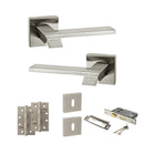 Senza Pari Giovanni Door Handle Pack (3 Lever Lock Set - 3" CE Sashlock, 4" Slim Knuckle Hinges x2) - Satin Nickel - ADPSP203SN19 - Choice Handles