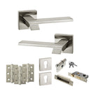 Senza Pari Giovanni Door Handle Pack (Euro Lock Set - 2.5" CE Sashlock, 3" Fire Rated Hinges x3) - Satin Nickel - ADPSP203SN20 - Choice Handles