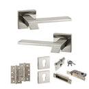 Senza Pari Giovanni Door Handle Pack (Euro Lock Set - 3" CE Sashlock, 4" Slim Knuckle Hinges x2) - Satin Nickel - ADPSP203SN25 - Choice Handles