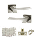 Senza Pari Giovanni Door Handle Pack (Latch Set - 3" CE Latch, 4" Fire Rated Hinges x3) - Satin Nickel - ADPSP203SN4 - Choice Handles