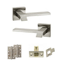 Senza Pari Giovanni Door Handle Pack (Latch Set - 2.5" CE Latch, 4" Slim Knuckle Hinges x2) - Satin Nickel - ADPSP203SN5 - Choice Handles