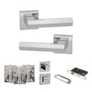 Senza Pari Davoli Door Handle Pack (Bathroom Set - 3" CE Bathroom Lock, 4" Fire Rated Hinges x3) - Polished Chrome - ADPSP216PC11 - Choice Handles
