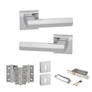 Senza Pari Davoli Door Handle Pack (3 Lever Lock Set - 3" CE Sashlock, 3" Fire Rated Hinges x3) - Polished Chrome - ADPSP216PC15 - Choice Handles