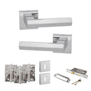 Senza Pari Davoli Door Handle Pack (3 Lever Lock Set - 3" CE Sashlock, 4" Fire Rated Hinges x3) - Polished Chrome - ADPSP216PC17 - Choice Handles