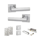 Senza Pari Davoli Door Handle Pack (3 Lever Lock Set - 3" CE Sashlock, 4" Slim Knuckle Hinges x2) - Polished Chrome - ADPSP216PC19 - Choice Handles
