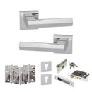 Senza Pari Davoli Door Handle Pack (Euro Lock Set - 2.5" CE Sashlock, 4" Fire Rated Hinges x3) - Polished Chrome - ADPSP216PC22 - Choice Handles