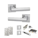 Senza Pari Davoli Door Handle Pack (Euro Lock Set - 2.5" CE Sashlock, 4" Slim Knuckle Hinges x2) - Polished Chrome - ADPSP216PC24 - Choice Handles