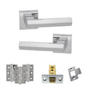 Senza Pari Davoli Door Handle Pack (Latch Set - 3" CE Latch, 3" Fire Rated Hinges x3) - Polished Chrome - ADPSP216PC2 - Choice Handles