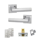 Senza Pari Davoli Door Handle Pack (Latch Set - 3" CE Latch, 4" Slim Knuckle Hinges x2) - Polished Chrome - ADPSP216PC6 - Choice Handles