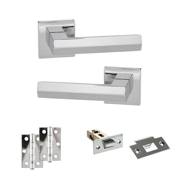 Senza Pari Davoli Door Handle Pack (Latch Set - 2.5" Latch, 3" Hinges x2) - Polished Chrome - ADPSP216PC7 - Choice Handles