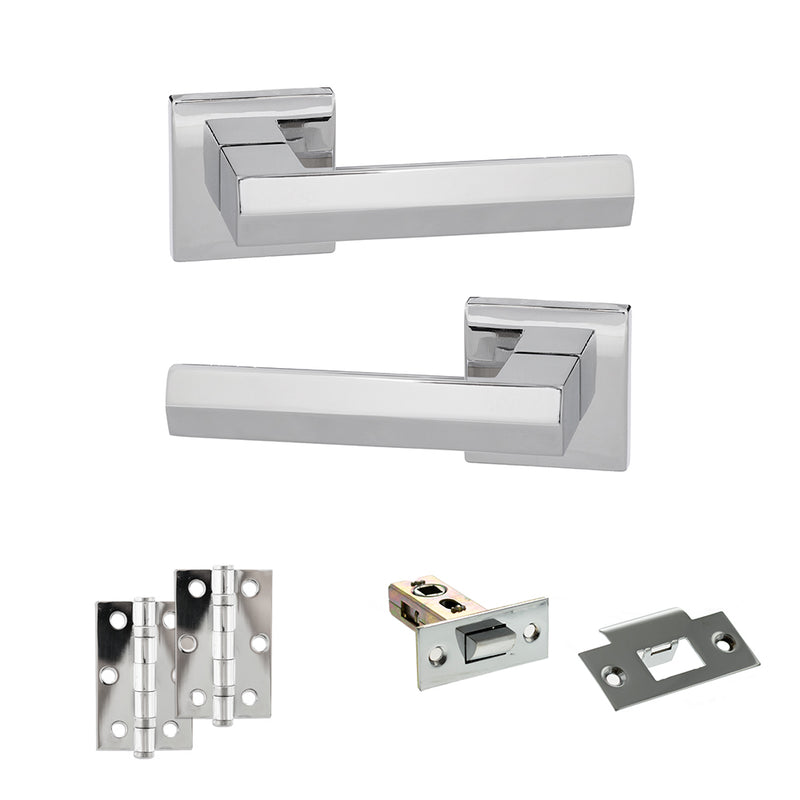 Senza Pari Davoli Door Handle Pack (Latch Set - 2.5" Latch, 3" Hinges x2) - Polished Chrome - ADPSP216PC7 - Choice Handles