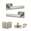 Senza Pari Davoli Door Handle Pack (Latch Set - 3" CE Latch, 3" Fire Rated Hinges x3) - Satin Nickel - ADPSP216SN2 - Choice Handles