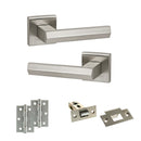 Senza Pari Davoli Door Handle Pack (Latch Set - 2.5" Latch, 3" Hinges x2) - Satin Nickel - ADPSP216SN7 - Choice Handles