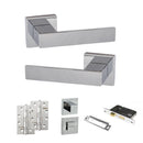 Senza Pari Panetti Door Handle Pack (Bathroom Set - 2.5" CE Bathroom Lock, 4" Slim Knuckle Hinges x2) - Polished Chrome - ADPSP217CP12 - Choice Handles
