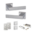 Senza Pari Panetti Door Handle Pack (3 Lever Lock Set - 2.5" CE Sashlock, 4" Slim Knuckle Hinges x2) - Polished Chrome - ADPSP217CP18 - Choice Handles
