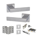 Senza Pari Panetti Door Handle Pack (Euro Lock Set - 2.5" CE Sashlock, 3" Fire Rated Hinges x3) - Polished Chrome - ADPSP217CP20 - Choice Handles