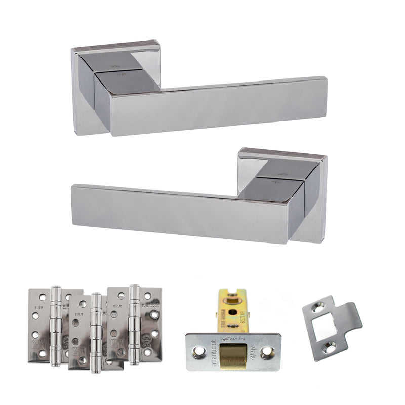 Senza Pari Panetti Door Handle Pack (Latch Set - 2.5" CE Latch, 4" Fire Rated Hinges x3) - Polished Chrome - ADPSP217CP3 - Choice Handles