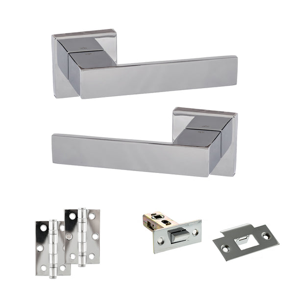 Senza Pari Panetti Door Handle Pack (Latch Set - 2.5" Latch, 3" Hinges x2) - Polished Chrome - ADPSP217CP7 - Choice Handles