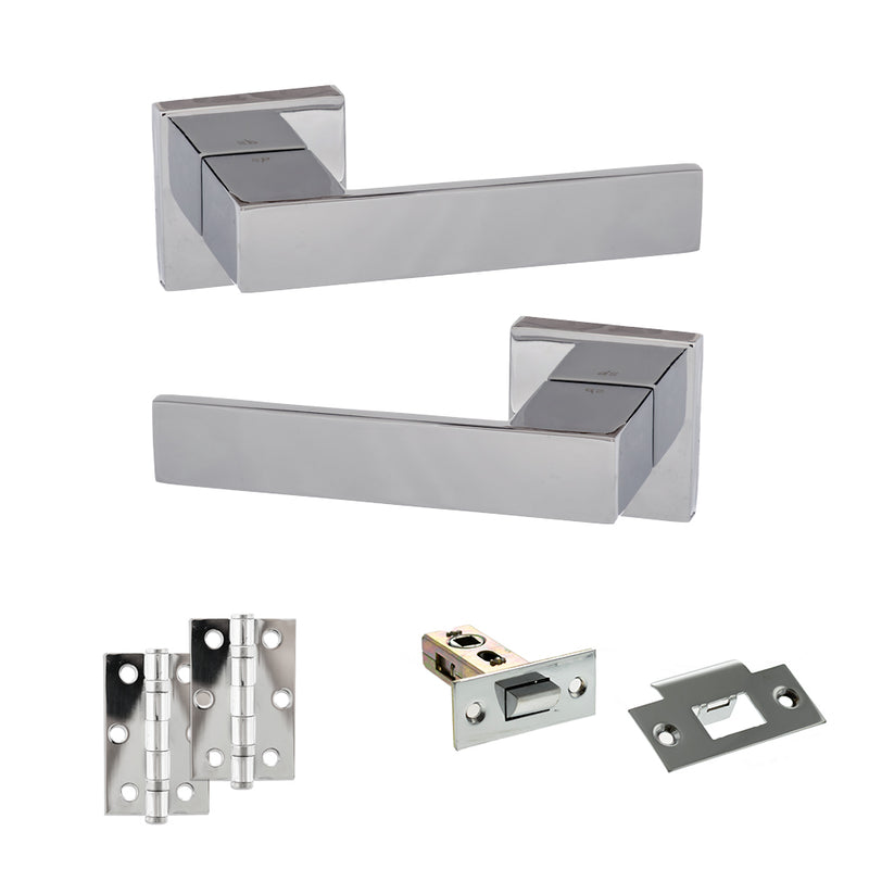 Senza Pari Panetti Door Handle Pack (Latch Set - 2.5" Latch, 3" Hinges x2) - Polished Chrome - ADPSP217CP7 - Choice Handles