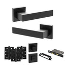 Senza Pari Panetti Door Handle Pack (Bathroom Set - 3" CE Bathroom Lock, 4" Fire Rated Hinges x3) - Matt Black - ADPSP217MB11 - Choice Handles