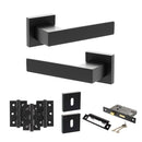Senza Pari Panetti Door Handle Pack (3 Lever Lock Set - 3" CE Sashlock, 3" Fire Rated Hinges x3) - Matt Black - ADPSP217MB15 - Choice Handles