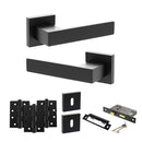 Senza Pari Panetti Door Handle Pack (3 Lever Lock Set - 3" CE Sashlock, 4" Fire Rated Hinges x3) - Matt Black - ADPSP217MB17 - Choice Handles