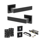 Senza Pari Panetti Door Handle Pack (3 Lever Lock Set - 3" CE Sashlock, 4" Slim Knuckle Hinges x2) - Matt Black - ADPSP217MB19 - Choice Handles