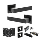 Senza Pari Panetti Door Handle Pack (Euro Lock Set - 2.5" CE Sashlock, 3" Fire Rated Hinges x3) - Matt Black - ADPSP217MB20 - Choice Handles